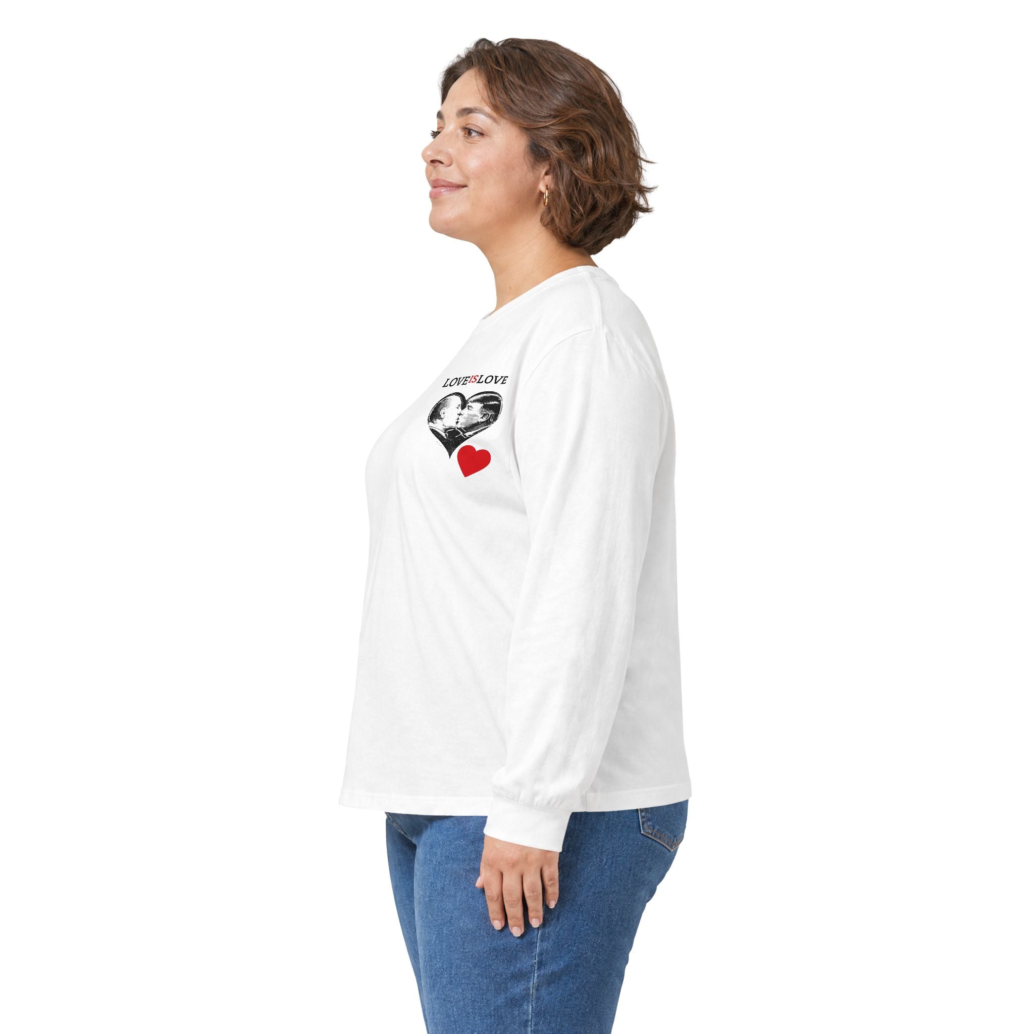 Long Sleeve Tee, Love Is.- Red Trump Kiss