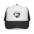 Love Is Love | DJT47's Closet Trucker Hat — Pink Black Kiss Heart