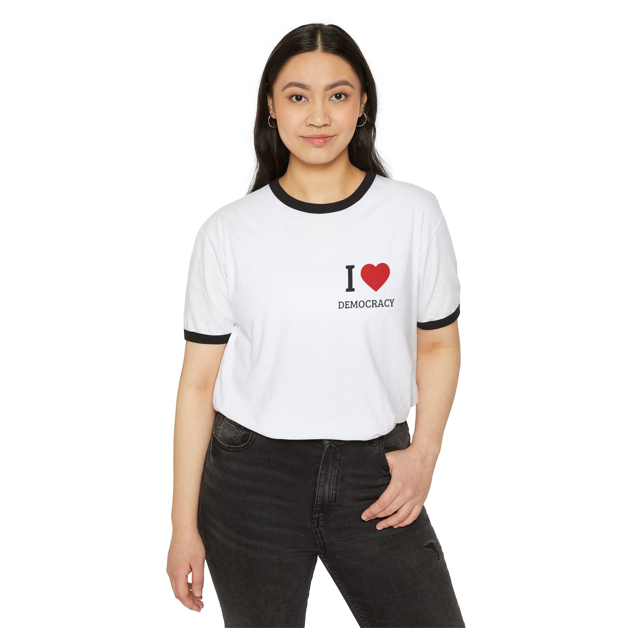 Copy of I  heart Democracy contrast sleeves neck T-Shirt