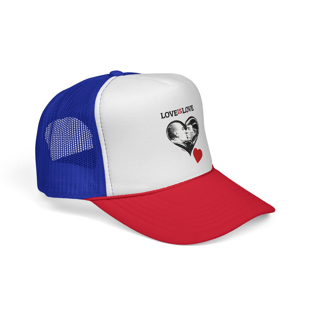 Love Is Love | DJT47's Closet Trucker Hat — Red Heart Kiss