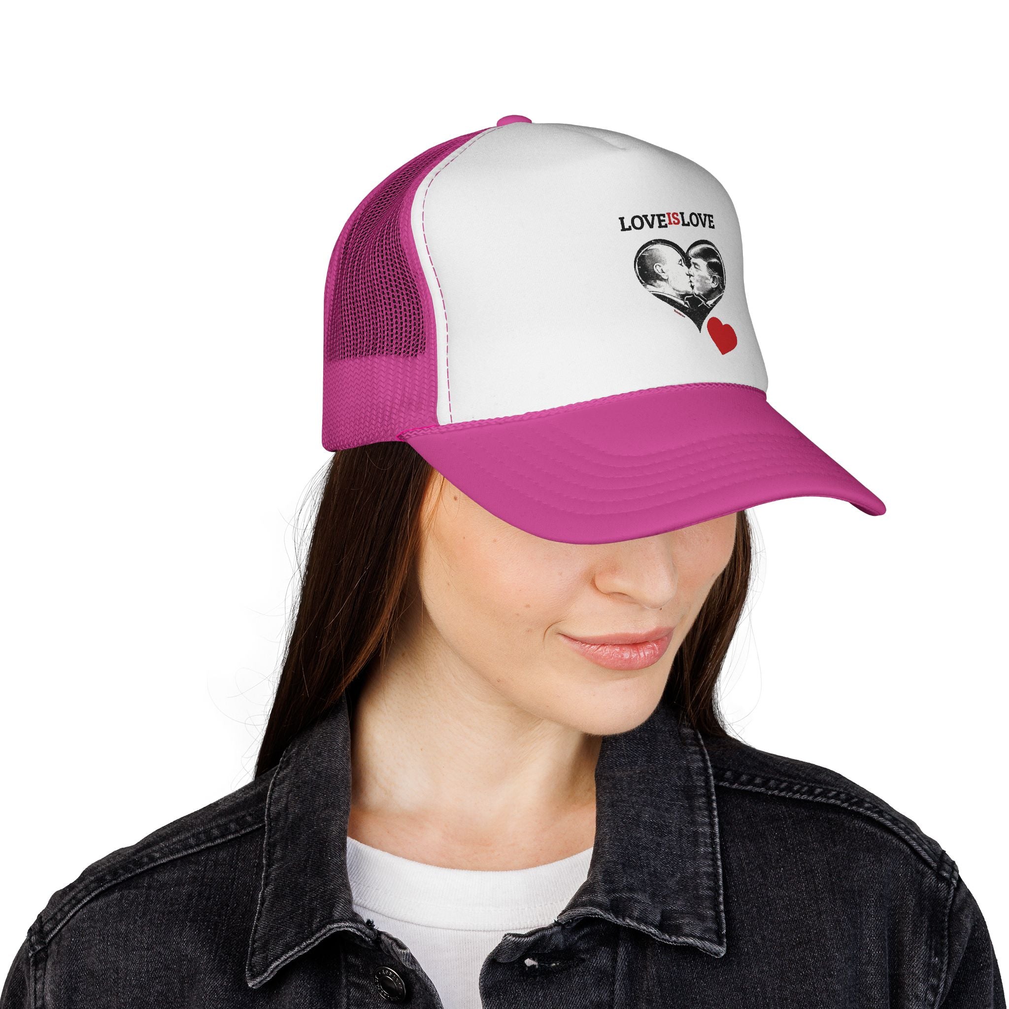 Red Trump Kiss -Love Is Love | Trucker Hat