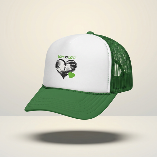Green Love Is Love Green Heart Kiss hat
