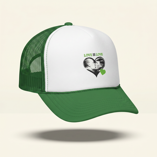 Green Love Is Love Heart Kiss hat