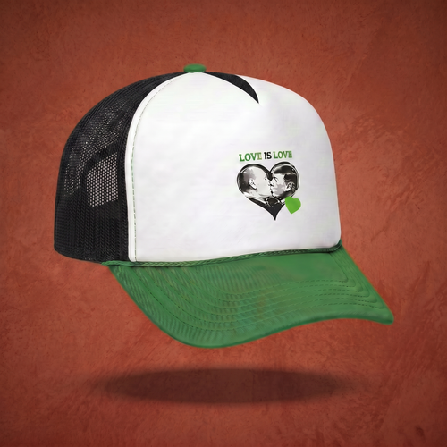 Trucker hat, Love Is Love kiss heart design