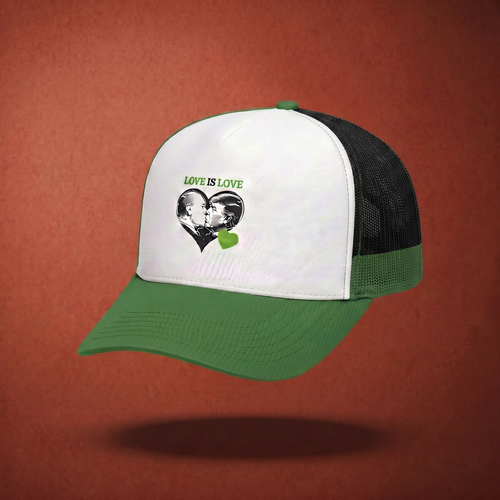 Trucker hat, Love Is Love kiss heart design